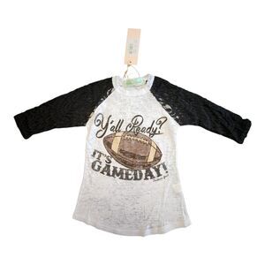 NWT Southern Grace Girls Raglan Lace Sleeve Shirt Football Size‎ 4 /6 Youths